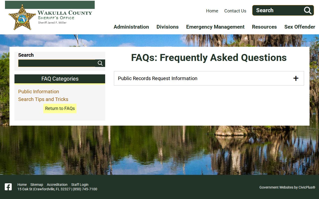 Wakulla County 72-hour jail release records custodian page